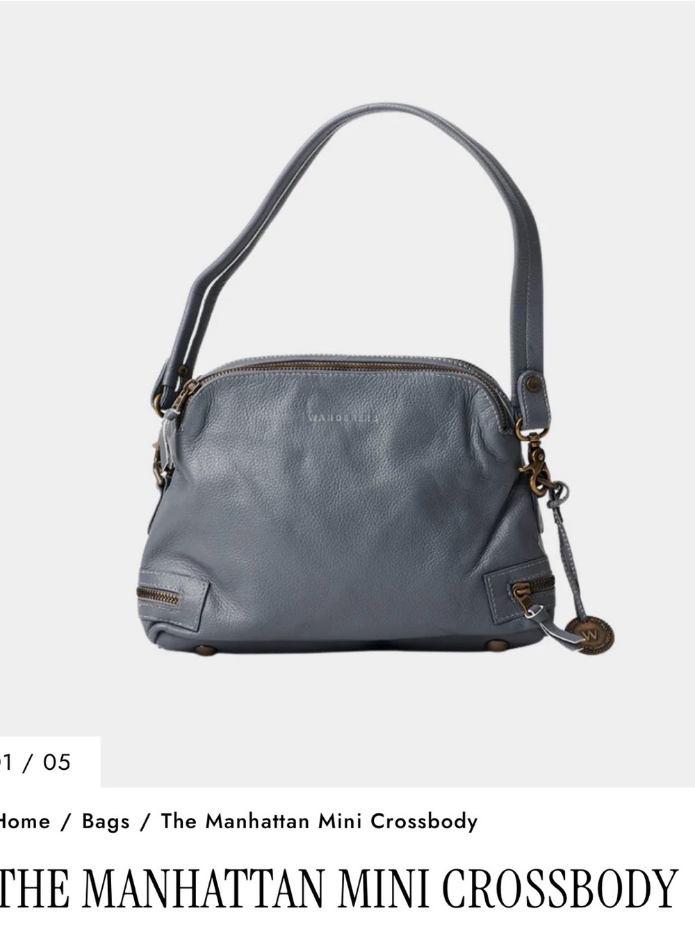 Gray Leather Crossbody Bag - Picture 4 of 10